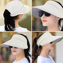 AutoWT Hats for Women, 2 in 1 Adjustable Convertible Beach Visor Hat with UV Sun Protection, Outdoor Bucket Hat Wide Brim Sun Hats Summer Wide Brim Fishing Cap (Cream)