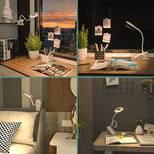 LENCENT 28 LED Reading Light, 3 Color x 3 Brightness Book Light, USB Rechargeable Clip On Lamp with Safety Switch, Touch Control Clip Desk Lamp,Eye Protection Night Light, for Home Book Bed&Computer