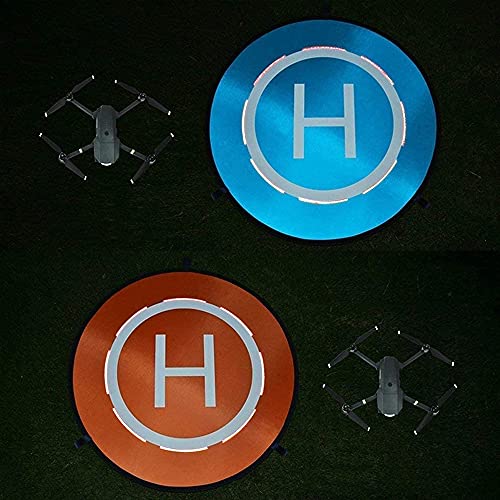 MMOBIEL Universal Drone Landing Pad Waterproof Helipad 75 cm / 30 inch Double Sided Orange / Blue for RC Drones Helicopter DJI Mavic Mini 2 / Zoom / Air Fly 2 / Phantom / FPV / Inspire Incl. Reflective Tape and Pins