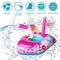 10Leccion Toddler Pool Float for Girls with Squirt Gun, Inflatable Toys Kids, Pink Flower Princess Floaties Infant, Blow up Baby Water Float, Child Boat Shaped Summer Game