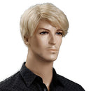 Synthetic 6inch Short Blonde Wig Natural Hair Men Straight hairStyles Heat Resistant Fiber