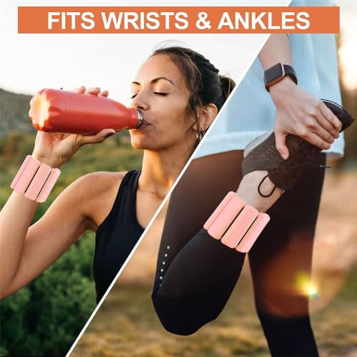 Wrist and Ankle Weights Set of 2(1.1 lb Each), Workout Resistance Weight for Exercise,Pilates,Jogging,Yoga,Aerobics,Strength Training(Flesh Pink)