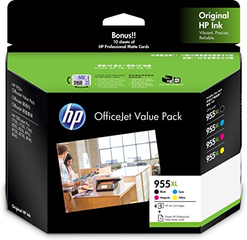 HP Inkjet Cartridge New HP 2PD46A 955XL OVP PProfessional Inkjet Matte Cards, (2PD46A)