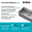 Kraus KHU100-32 32-inch 16 Gauge Undermount Single Bowl Stainless Steel Kitchen Sink