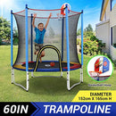 Genki 60 Inch Kids Trampoline Round Bounce Rebounder Jumping Exercise Indoor Outdoor Safety Net Enclosure Spring Basketball Hoop