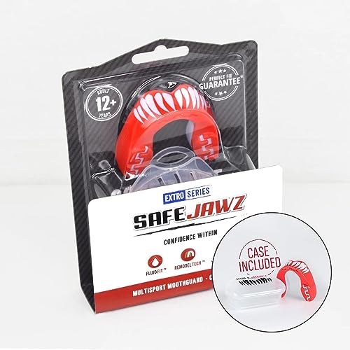 SAFEJAWZ Sports Mouthguard Slim Fit Full Contact Gum Shield for Football Rugby Boxing MMA Hockey (Adults (12+ Years), Viper)