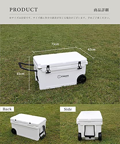 S'more Becool Cooler Box55 Large Cooler Box with Wheels 52L/55QT 52 Liters Hard Cooler Box for Camping, Fishing, Outdoors, Sports, Stylish, Cold Retention Pack Included, Mobile