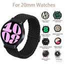 20mm Stretchy for Samsung Galaxy Watch 6/5/4 Band 40mm 44mm/Classic 47mm 43mm 46mm 42mm/Active 2 Women Men,20mm Quick Release Correa Braided Nylon Wristband Strap for Samsung Watch 5 pro 45mm/3 41mm