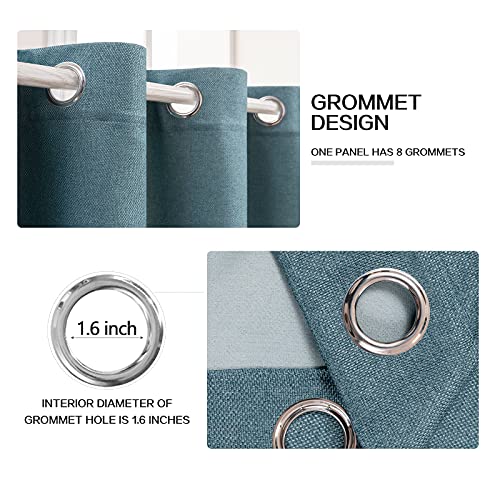 MIULEE 2 Panels Linen Curtains 90 Inches Long Blackout Curtain Panels for Bedroom/Living Room Curtain Drapes Thermal Insulating Texture Grommet Top-Eggshell Blue