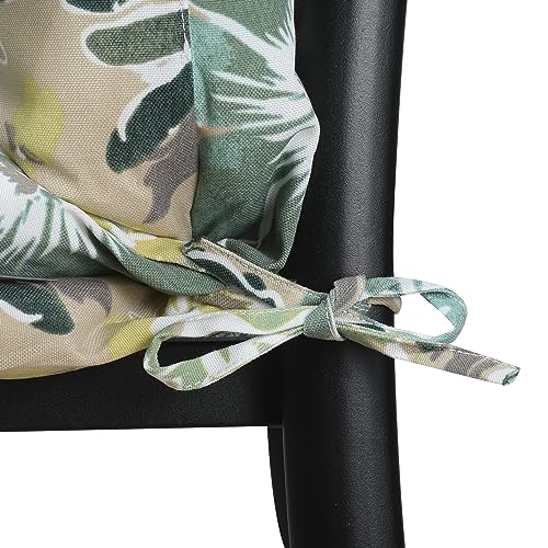 Magpie Fabrics Patio Tufted High Back Chair Cushion 2 Count, Waterproof Fade Resistant Indoor Outdoor Deep Seating Rocking Chair Swing Seat/Back Cushions - Green Floral