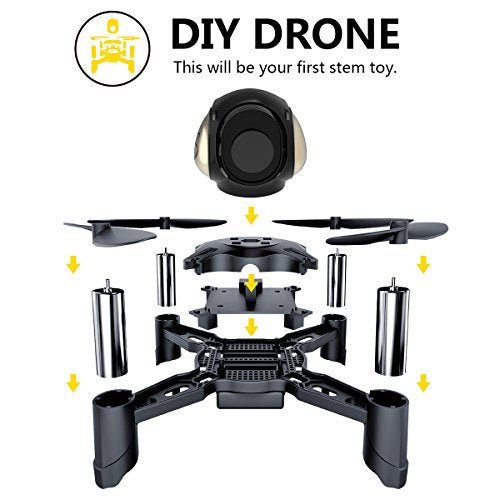 Remoking R605 RC STEM DIY Drone Toys Mini Racing Quadcopter Headless Mode 2.4GHz 360°flip 4 Channels Altitude Hold Indoor and Outdoor Game Educational Building Toy Science Kit for Kids and Adults