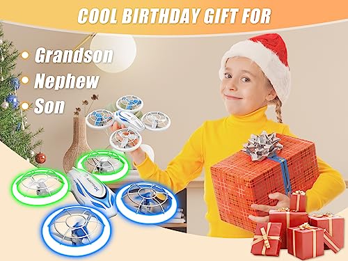 Heygelo S60 Drone for Kids, Mini Drone with LED Lights for Beginners, RC Quadcopter with Altitude Hold and Headless Mode, Full Propeller Protect, 3D Flips, 2 Batteries, Toys Gifts for Boys Girls