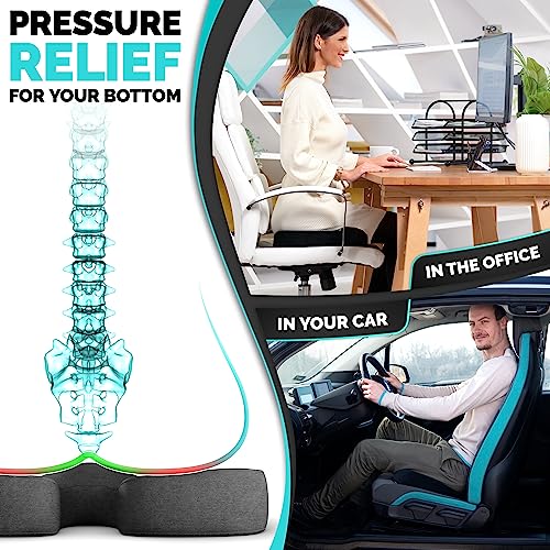 iamcomfi Seat Cushion - Medium - Coccyx Car Seat Cushion for Office Chair, Desk & Car Driving - Premium Heat Sensitive & Durable Memory Foam Sitting Pillow - Home Office Back Cushions & Seat Cushions