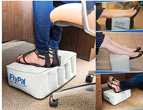 FLYPAL Inflatable Foot Rest for Air Travel, U.S Patented 2 in 1 Design, Blow-Up Pillow Cushion for Home, Office and Kids to Sleep on Long Flights, 17“x11 x17, Grey.