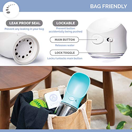 Zenify Dog Water Bottle for Walking Hiking Camping Beach Outdoor Travel Lead Leash Accessory Puppy Dogs Pets Drink Alternative to Pet Collapsible Bowl Small (350ml (S/M) White)