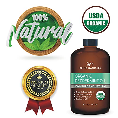 Organic Essential Oil - Huge 4 FL OZ - 100% Pure & Natural – Premium Natural Oil with Glass Dropper (Peppermint, 4 fl oz)