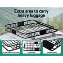 Giantz Car Roof Rack, 111 x 98 x 13.5cm Universal Roofs Racks Pod Box Storage Basket Container Cars Accessories Transporting Storages, Clamp 80kg Carrying Space Steel Black