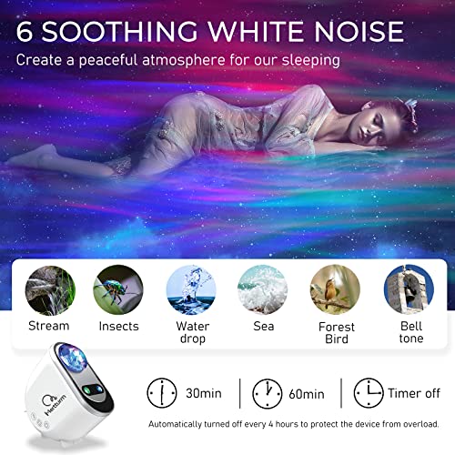 MERTTURM Galaxy Aurora Projector, 3 in 1 LED Northern Lights Star Projector, 6 White Noise Starry Moon Light with Bluetooth Speaker for Adult Kids Gift, Bedroom, Room Decor