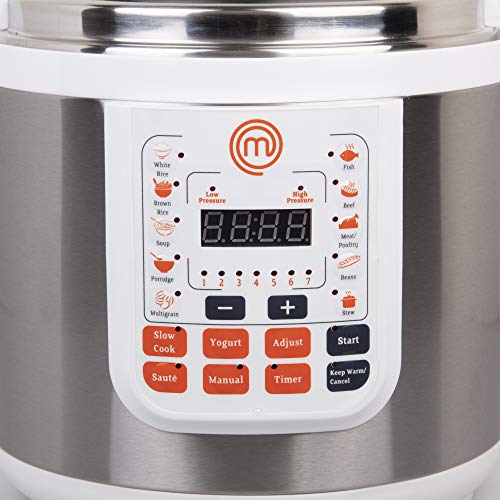 MasterChef 13-in-1 Pressure Cooker - 5.6L Digital Electric Multi Cooker with 13 Programmable Functions - High and Low Pressure Cooking Options, LED Display, Delay Timer and Non-Stick Cooker