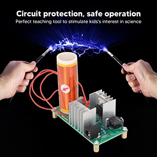 Mini Music Tesla Coil Kit, DC15‑24V 15W Scientific Experiment Electronic DIY Coil Scientific Kit Music Playback Plasma Wireless Transmission Desktop Toys DIY Electronic Part