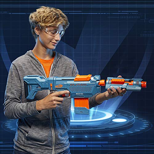 Nerf Elite 2.0 - Echo Cs-10 Blaster - Us Version - 24 Official Nerf Darts - 10-Dart Clip - Removable Stock And Barrel Extension - 5 Tactical Rails - Toys For Kids - E9533 - Ages 8+