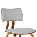 Armen Living Jaguar Dining Chair in Grey Fabric and Walnut Wood Finish 18D x 20W x 29H in