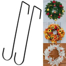 ZningEsxi 2 Pack Wreath Hanger for Front Door 30cm Metal Over Wreaths Hook Christmas Halloween Home Decor for Hanging Clothes Towel Bag Door Sign(Black)