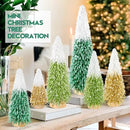 9pcs Mini Christmas Trees Christmas Decor, Artificial Christmas Mini Bottle Brush Trees Tabletop, Christmas Decoration Trees with 4 Size Xmas Holiday Decor (9pcs Green+Dark Green+Golden)