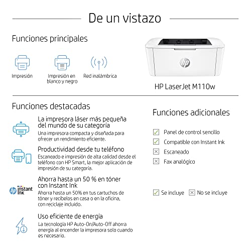 HP Laserjet M110w Laser Printer, Mono Laser, Printer, WiFi, Airprint, Black and White Printer, HP Instant Ink for Toner Available