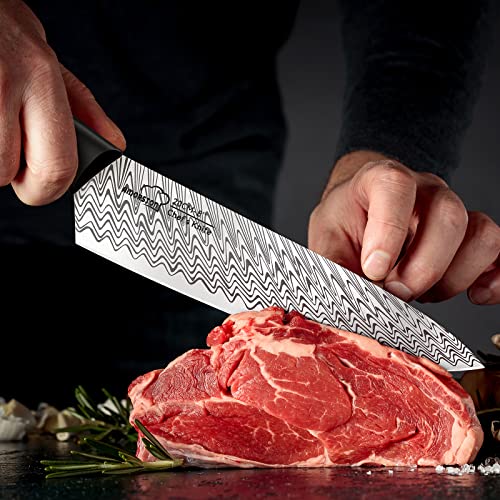 Amorston Knife Set, 15 Pieces Kitchen Knife Set with Built in Knife Sharpener Block, Dishwasher Safe, German Stainless Steel Knife Block Set