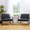 glitzhome Mid Century Modern Accent Chair, Modern Living Room Chairs with Durable Metal Frame,PU Leather Cushioned, Reading Armchairs for Living Room, Bed Room, Home Office, Black