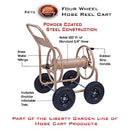 Liberty Garden 870-M1-2 Industrial 4-Wheel Garden Hose Reel Cart, Holds 300-Feet of 5/8-Inch Hose - Tan