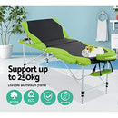 Zenses Massage Table 75cm Portable 3 Fold Aluminium Beauty Bed Green