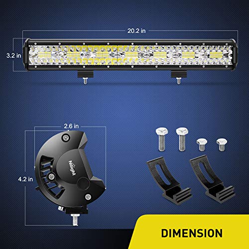 Nilight 20Inch 420w Triple Row Flood Spot Combo 42000LM Bar With Heavy Duty Wiring Harness for Off Road Lights