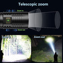 【6000mAh High Capacity】Led Torch 20000 Lumens Super Bright,Rechargeable Flashlight 5 Modes,IPX6 Waterproof Torches with Intelligent Power Display,Zoomable Flash Light for Camping Hiking Emergency Use