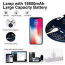 16500 mAh LED Hand Light, 2500 LM Torch, Continuously Dimmable Lamp, IP65 Waterproof, 2 Light Modes, Camping Light, Searchlight with USB Output Power Bank