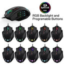 Redragon M908 Impact RGB Gaming Mouse, 12400 DPI Wired Laser MMO Mouse with High Precision Actuation, 12 Macro Side Buttons and 16.8 Million Customized Breathing Backlight for PC/Laptop