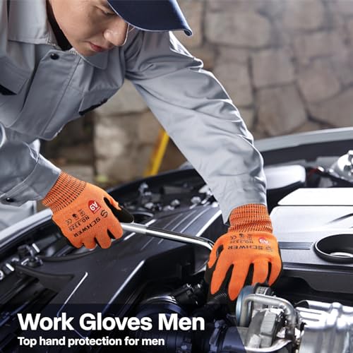 Schwer Waterproof Work Gloves, ANSI A4 Cut Resistant Gloves with Insulated  Double Latex Coated, Super Grip for Gardening, Car and Fish Cleaning, 1