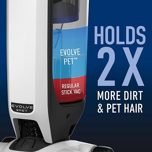 Hoover ONEPWR Evolve Pet Cordless Vacuum, Low Noise, Rechargeable, Strong Suction Deep Cleans Carpet, Hard Floor Pet, Hair, Car, White