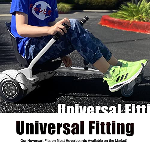 TPS Power Sports Universal Hoverboard Seat Attachment Hover Board Go Kart with Adjustable Frame Length Compatible with Most Hoverboard Self Balancing Scooters for Kids and Adults (White)