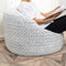 Plush Flower Bean Bags Chairs(NO Filler) Grey Storage Beanbag Chair Cover Living Room Furniture 79X53cm Soft Washable Plush Fiber Bean Bag Chair Fuzzy Fur Cover Without Filling (Gray White)