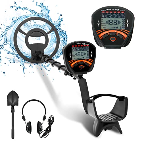 Metal Detector, LCD Display Headphone and Shovel, Waterproof Metal Detector, Accurate Positioning and Identification of All Metals. Great Entry-Level Package..