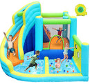 FBSPORT Inflatable Bounce House, Water Slide Park Slide Bouncer with Ball Shooting, Climbing Wall, Jumping and Splash Pool, Kids Bouncy Castle with 450W Air Blower for Outdoor Backyard