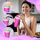 Slushy Maker Cup, Portable Quick Frozen Smoothies Squeeze Cooling Cup for Milk Drinks and Juices, Frozen Magic Slushie Squeeze Cup, DIY Kits for Kids (Rose)