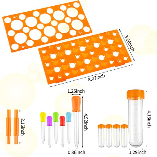 Weewooday 12 Pieces Jumbo Test Tubes with Stand Set, Primary Science Including 5 Pieces Jumbo Test Tubes, 6 Pieces Liquid Droppers Silicone and 1 Piece Storage Stand, Multi-Color, Ages 3 and Above