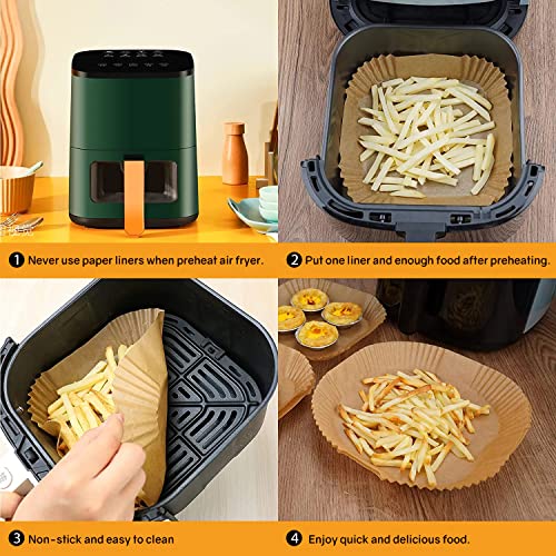 Air Fryer Disposable Paper Liners Square -7.9 Inch- 100PCS Non-Stick Air Fryer Parchment Liner, Oil Resistant, Waterproof, Food Grade Baking Paper for Roasting Microwave