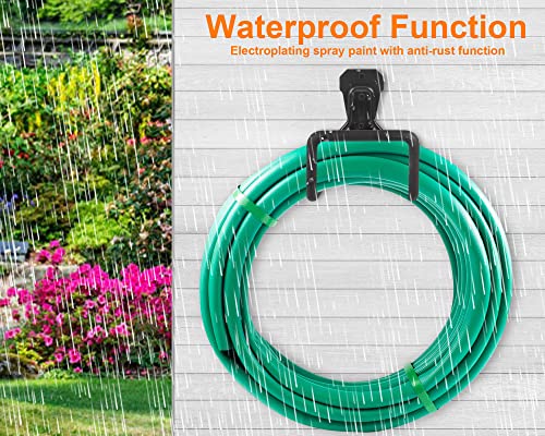 Metal Garden Hose Holder - Heavy Duty Hose Hanger Wall Mounted Water Hose Holder for Outside Yard, Durable Hose Reel Hose Hooks for Water Hose, Extension Cords (1pc Black)