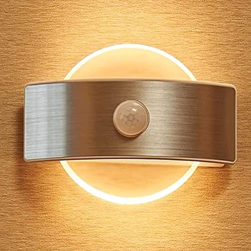 TOPUSER Motion Sensor Light Indoor Battery Operated & USB Rechargeable LED lamp with Dusk to Dawn Sensor Night Light Stick Anywhere for Stairs Closet Cabinet Bathroom Bedroom etc.