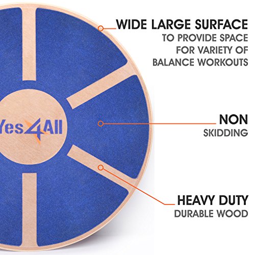 Yes4All Wooden Wobble Balance Board – Exercise Balance Stability Trainer 15.75 inch Diameter - Blue - ²L6CJZ