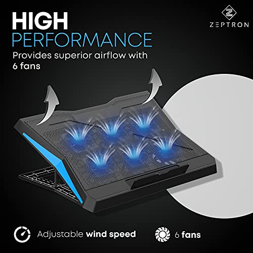 Zeptron Height Adjustable Laptop Cooling Stand / Cooling Pad / Cooler with Six Fans Compatible for Acer, HP, MacBook, Lenovo, Dell, Chromebook / 11.6 Inch, 13.3 Inches,15.6” All Laptops & Notebooks